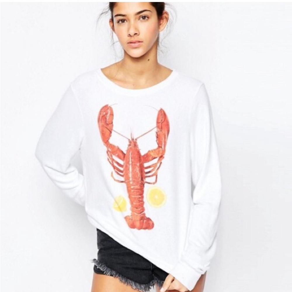 Wildfox Lobster and Lemon Pullover Sweatshirt Sz Small NWOT